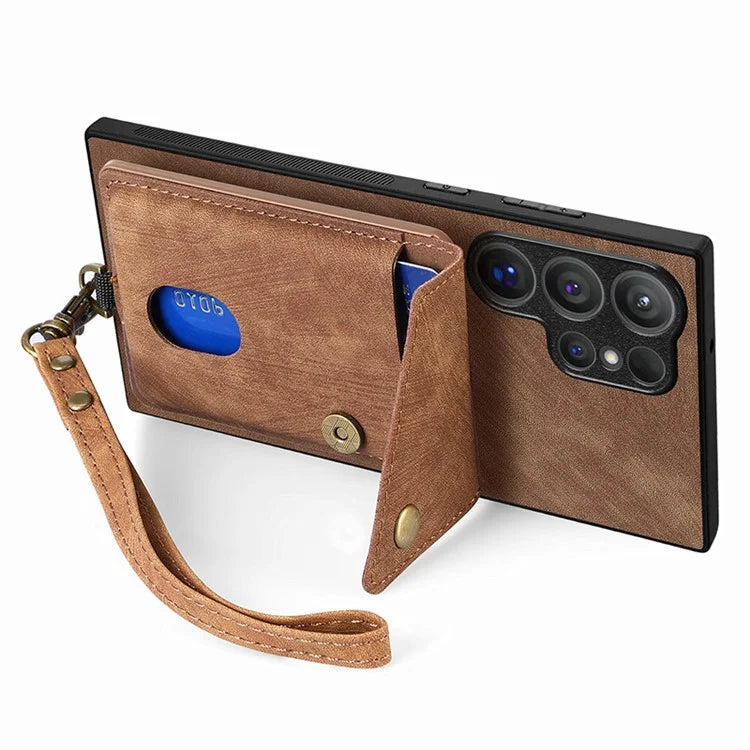 D1 For Samsung Galaxy S24 Ultra Phone Case with Card Holder Kickstand