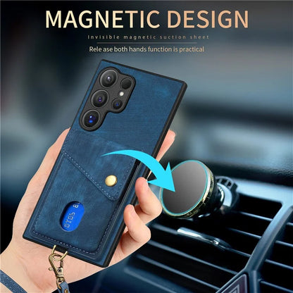 D1 For Samsung Galaxy S24 Ultra Phone Case with Card Holder Kickstand
