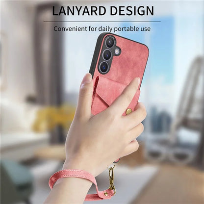 D1 For Samsung Galaxy S24+ Kickstand Case Card Holder Retro Leather Back Cover