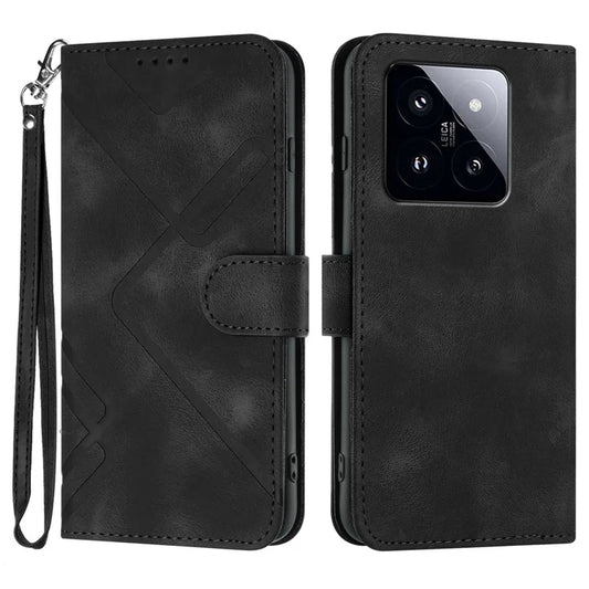 YX0040 Wallet Case for Xiaomi 14 Pro PU Leather Folio Flip Stand Cover Imprinted Pattern