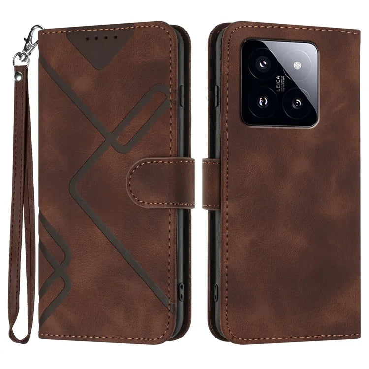 YX0040 Wallet Case for Xiaomi 14 Pro PU Leather Folio Flip Stand Cover Imprinted Pattern