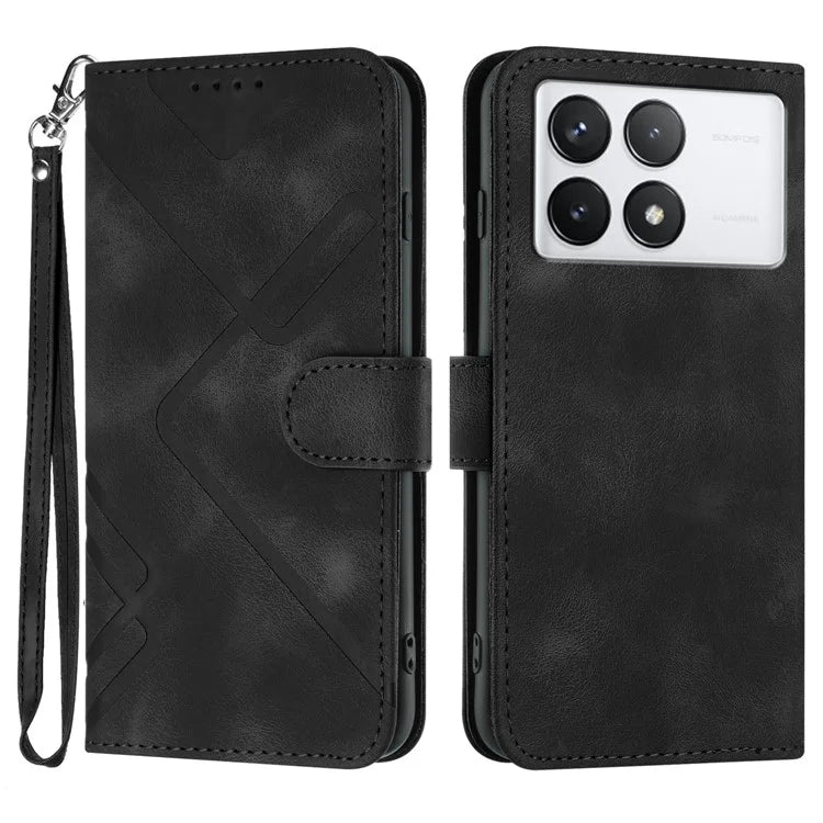 YX0040 For Xiaomi Redmi K70 5G / K70 Pro 5G Wallet Case Imprinted Geometric PU Leather Phone Cover