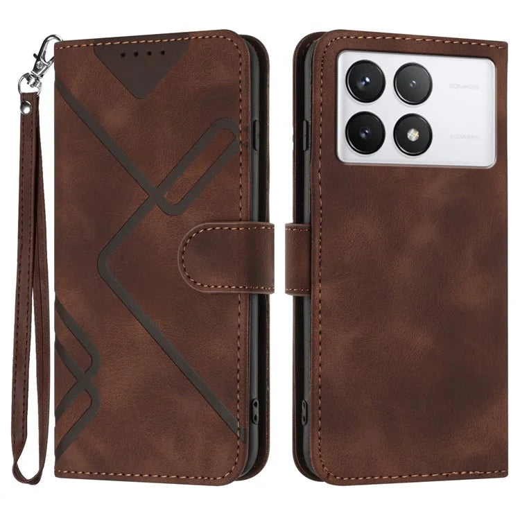 YX0040 For Xiaomi Redmi K70E 5G / Poco X6 Pro 5G Phone Case PU Leather Wrist Strap Card Slots Cover