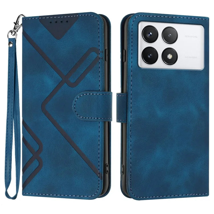 YX0040 For Xiaomi Redmi K70E 5G / Poco X6 Pro 5G Phone Case PU Leather Wrist Strap Card Slots Cover