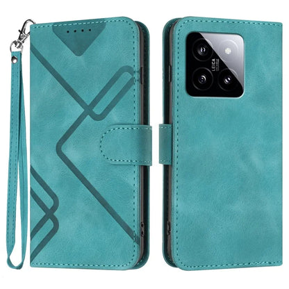 YX0040 For Xiaomi 14 Stand Folio Cover Geometric Pattern Wallet Leather Phone Case