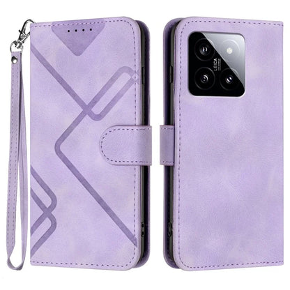 YX0040 For Xiaomi 14 Stand Folio Cover Geometric Pattern Wallet Leather Phone Case