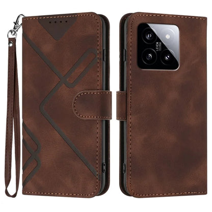 YX0040 For Xiaomi 14 Stand Folio Cover Geometric Pattern Wallet Leather Phone Case