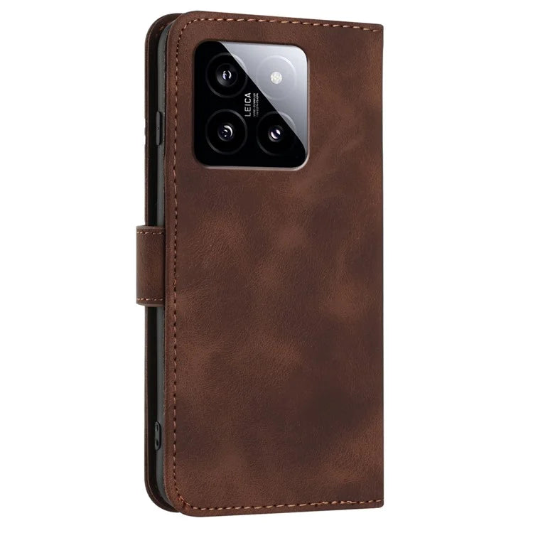 YX0040 For Xiaomi 14 Stand Folio Cover Geometric Pattern Wallet Leather Phone Case