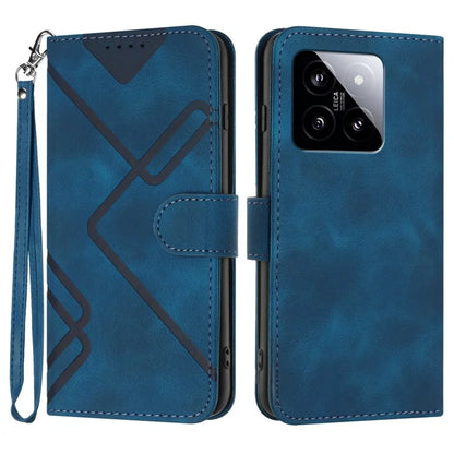 YX0040 For Xiaomi 14 Stand Folio Cover Geometric Pattern Wallet Leather Phone Case