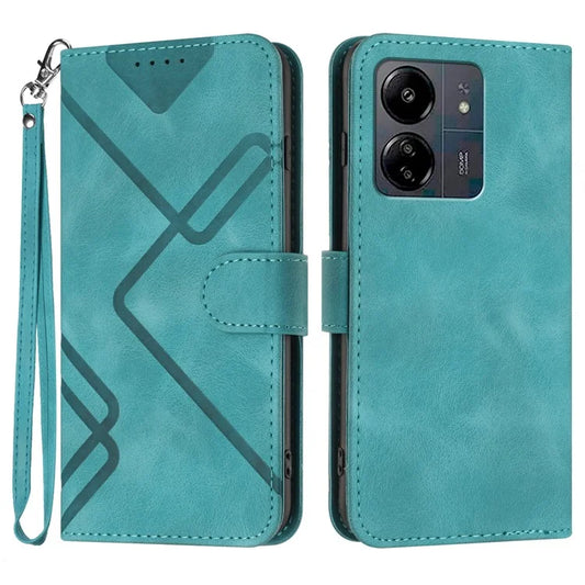 YX0040 For Xiaomi Redmi 13C 4G / 5G / Poco C65 4G Phone Case Geometric Pattern Imprinted Cover Flip Wallet