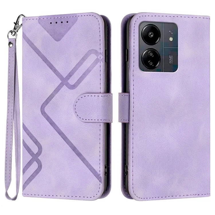 YX0040 For Xiaomi Redmi 13C 4G / 5G / Poco C65 4G Phone Case Geometric Pattern Imprinted Cover Flip Wallet