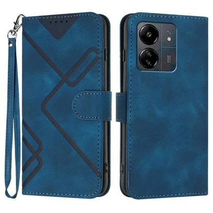YX0040 For Xiaomi Redmi 13C 4G / 5G / Poco C65 4G Phone Case Geometric Pattern Imprinted Cover Flip Wallet