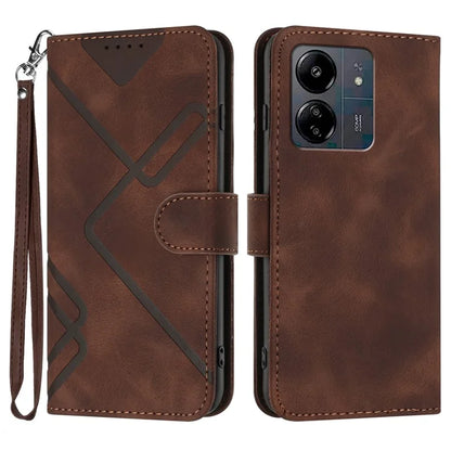 YX0040 For Xiaomi Redmi 13C 4G / 5G / Poco C65 4G Phone Case Geometric Pattern Imprinted Cover Flip Wallet