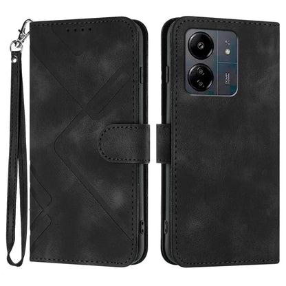 YX0040 For Xiaomi Redmi 13C 4G / 5G / Poco C65 4G Phone Case Geometric Pattern Imprinted Cover Flip Wallet