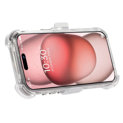 For iPhone 15 Pro Cell Phone Case Anti-scratch Slide Belt Holster Kickstand Back Shell