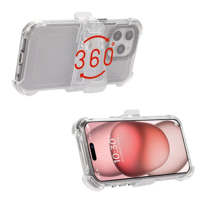 For iPhone 15 Pro Cell Phone Case Anti-scratch Slide Belt Holster Kickstand Back Shell