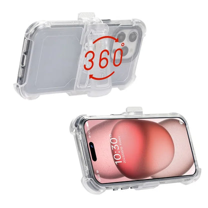 For iPhone 15 Pro Cell Phone Case Anti-scratch Slide Belt Holster Kickstand Back Shell Sapphire