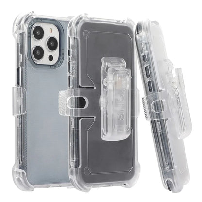 For iPhone 15 Pro Cell Phone Case Anti-scratch Slide Belt Holster Kickstand Back Shell Sapphire