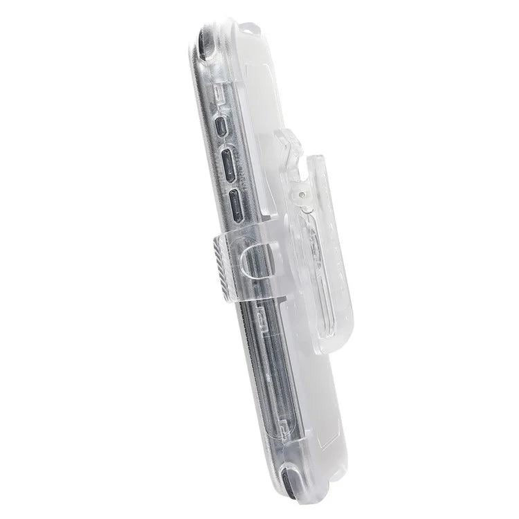 For iPhone 15 Pro Cell Phone Case Anti-scratch Slide Belt Holster Kickstand Back Shell Sapphire