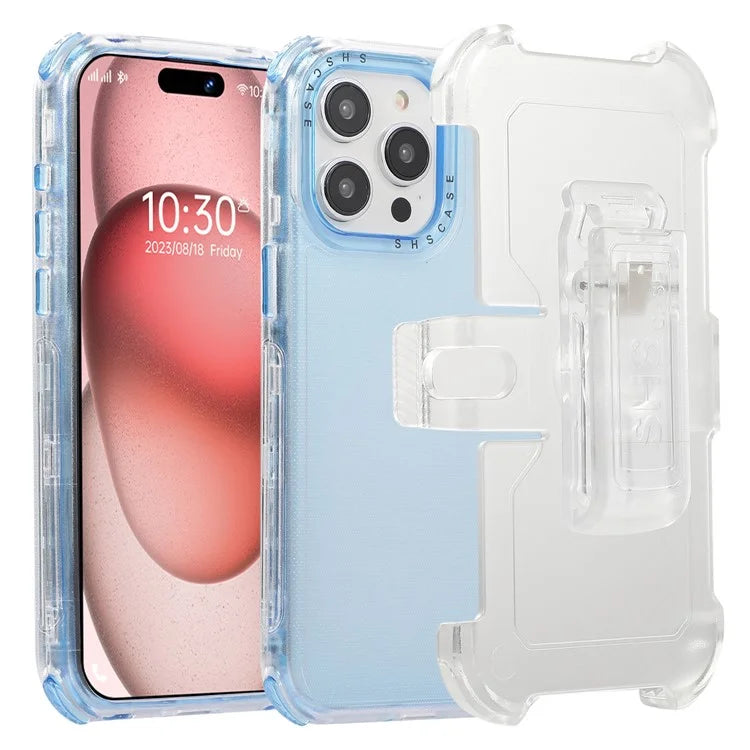 For iPhone 15 Pro Cell Phone Case Anti-scratch Slide Belt Holster Kickstand Back Shell