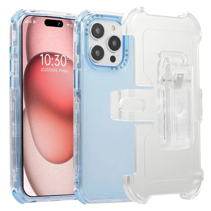 For iPhone 15 Pro Cell Phone Case Anti-scratch Slide Belt Holster Kickstand Back Shell
