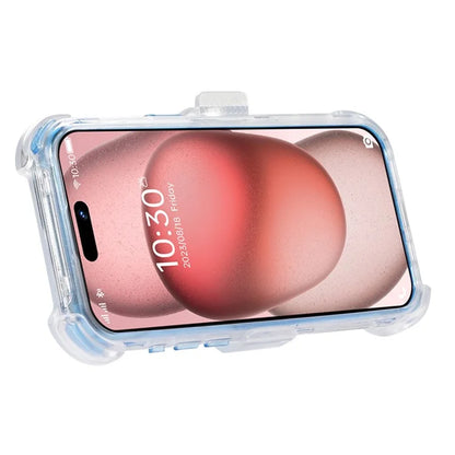 For iPhone 15 Pro Cell Phone Case Anti-scratch Slide Belt Holster Kickstand Back Shell