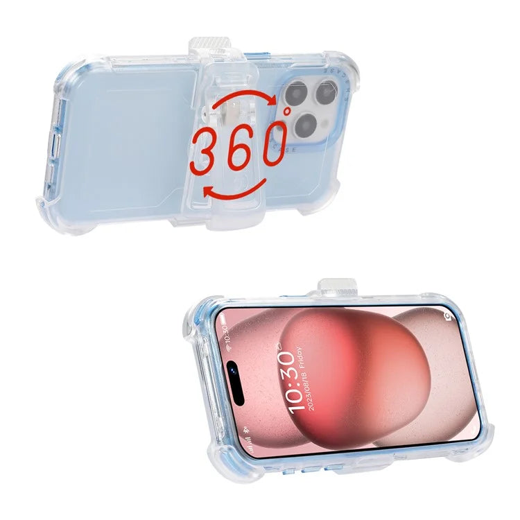 For iPhone 15 Pro Cell Phone Case Anti-scratch Slide Belt Holster Kickstand Back Shell
