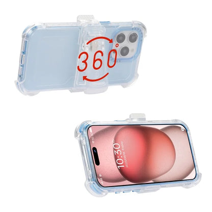 For iPhone 15 Pro Cell Phone Case Anti-scratch Slide Belt Holster Kickstand Back Shell