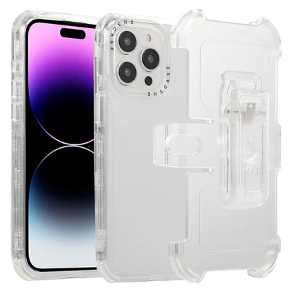 For iPhone 14 Pro Max Case PC+TPU Slide Holster Back Clip Kickstand Smart Phone Shell