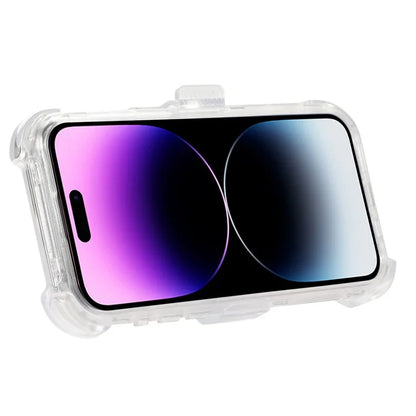 For iPhone 14 Pro Max Case PC+TPU Slide Holster Back Clip Kickstand Smart Phone Shell