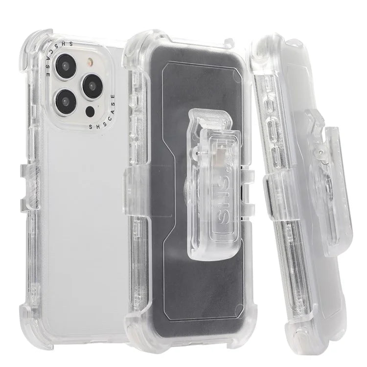 For iPhone 14 Pro Max Case PC+TPU Slide Holster Back Clip Kickstand Smart Phone Shell