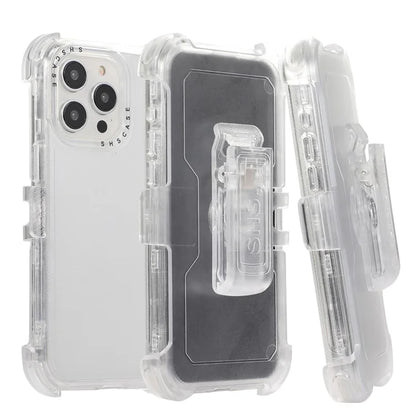 For iPhone 14 Pro Max Case PC+TPU Slide Holster Back Clip Kickstand Smart Phone Shell