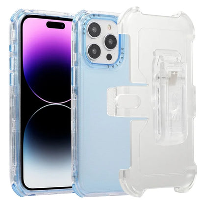 For iPhone 14 Pro Max Case PC+TPU Slide Holster Back Clip Kickstand Smart Phone Shell