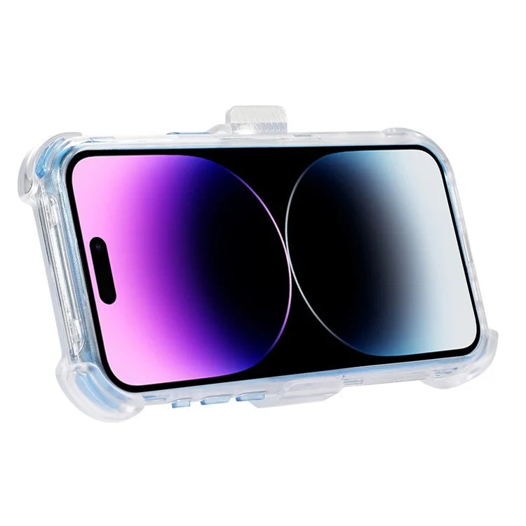 For iPhone 14 Pro Max Case PC+TPU Slide Holster Back Clip Kickstand Smart Phone Shell