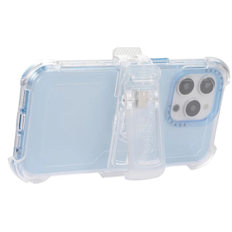 For iPhone 14 Pro Max Case PC+TPU Slide Holster Back Clip Kickstand Smart Phone Shell