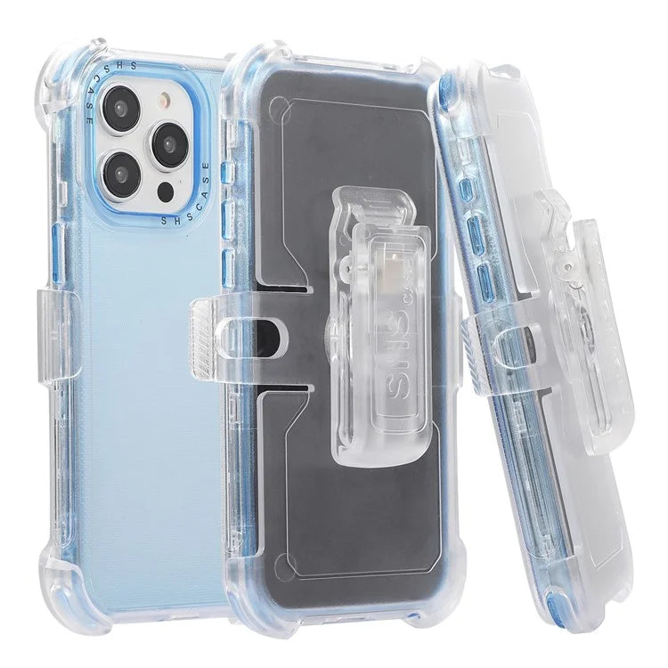 For iPhone 14 Pro Max Case PC+TPU Slide Holster Back Clip Kickstand Smart Phone Shell