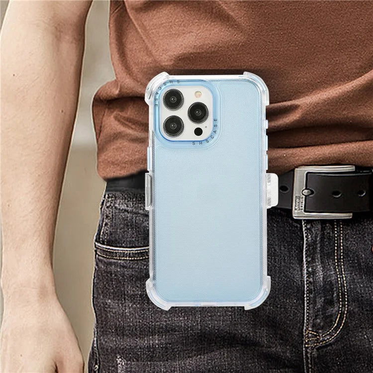 For iPhone 14 Pro Max Case PC+TPU Slide Holster Back Clip Kickstand Smart Phone Shell