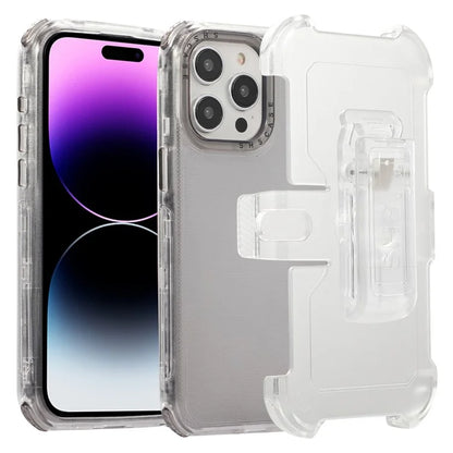 For iPhone 14 Pro Max Case PC+TPU Slide Holster Back Clip Kickstand Smart Phone Shell Black