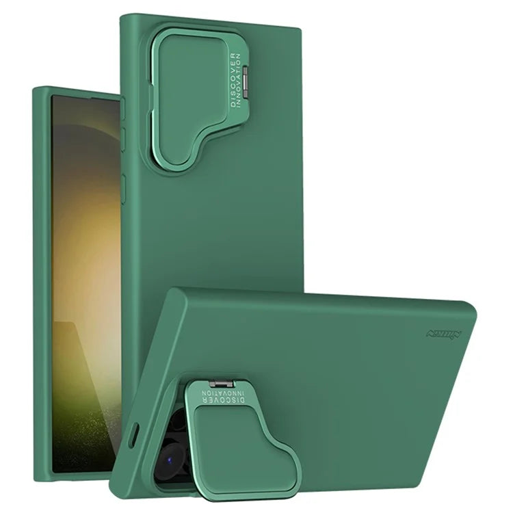 NILLKIN Camshield Silky Prop for Samsung Galaxy S24 Ultra Silicone+PC Phone Case Lens Cover Kickstand