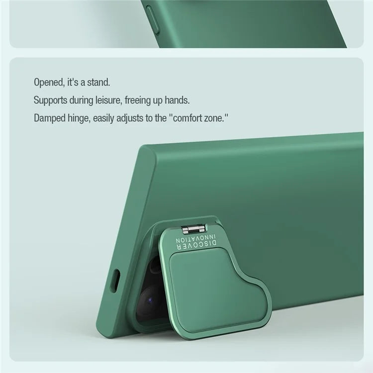 NILLKIN Camshield Silky Prop for Samsung Galaxy S24 Ultra Silicone+PC Phone Case Lens Cover Kickstand