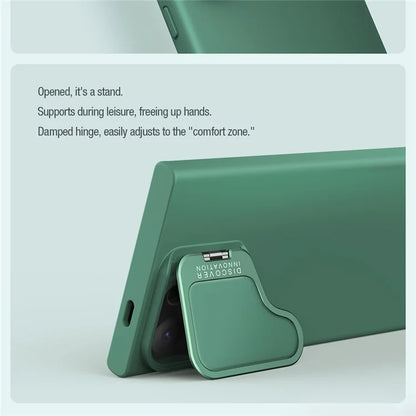 NILLKIN Camshield Silky Prop for Samsung Galaxy S24 Ultra Silicone+PC Phone Case Lens Cover Kickstand