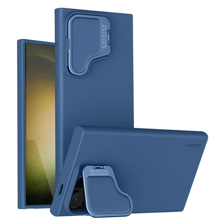 NILLKIN Camshield Silky Prop for Samsung Galaxy S24 Ultra Silicone+PC Phone Case Lens Cover Kickstand