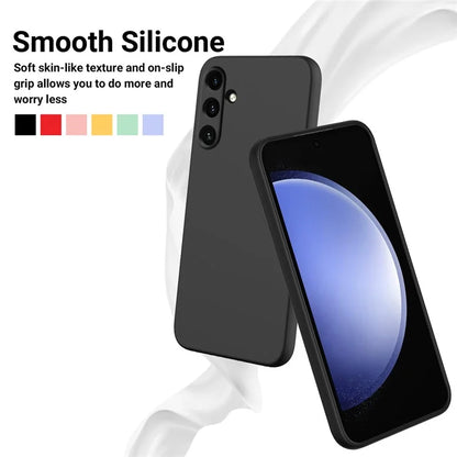 For Samsung Galaxy A55 5G Phone Case Soft Lining Liquid Silicone Protective Shell with Strap
