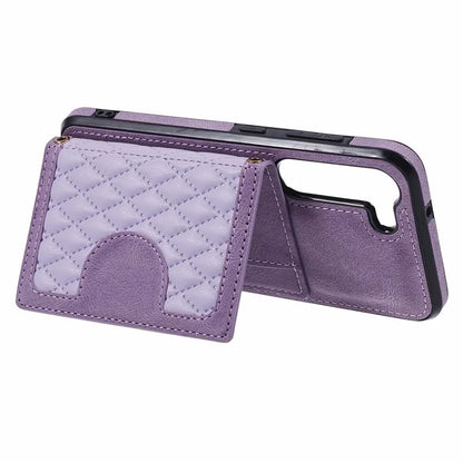 For Samsung Galaxy S22 5G Cell Phone Case Leather+TPU Card Bag Anti-drop Cover with Shoulder Strap