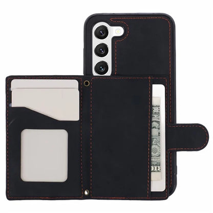 For Samsung Galaxy S21+ 5G Cell Phone Case Leather+TPU Anti-drop Cover with Rhombus Imprinted Card Bag