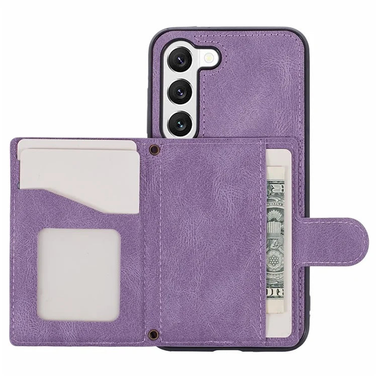 For Samsung Galaxy S21+ 5G Cell Phone Case Leather+TPU Anti-drop Cover with Rhombus Imprinted Card Bag