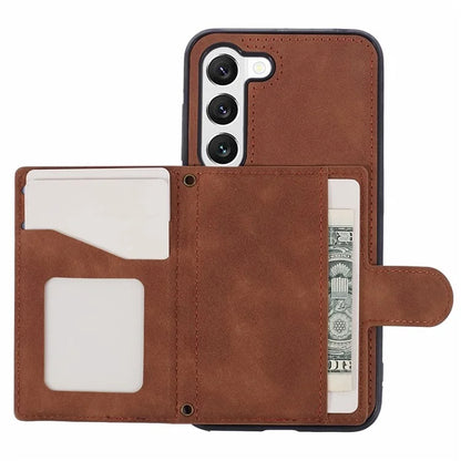 For Samsung Galaxy S21+ 5G Cell Phone Case Leather+TPU Anti-drop Cover with Rhombus Imprinted Card Bag