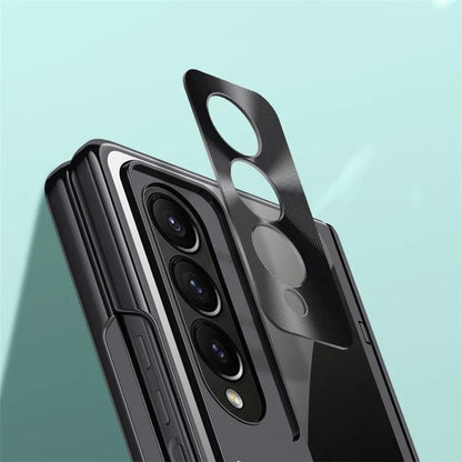 For Samsung Galaxy Z Fold4 5G Kickstand Case Electroplating Phone Cover with Privacy Screen Protector