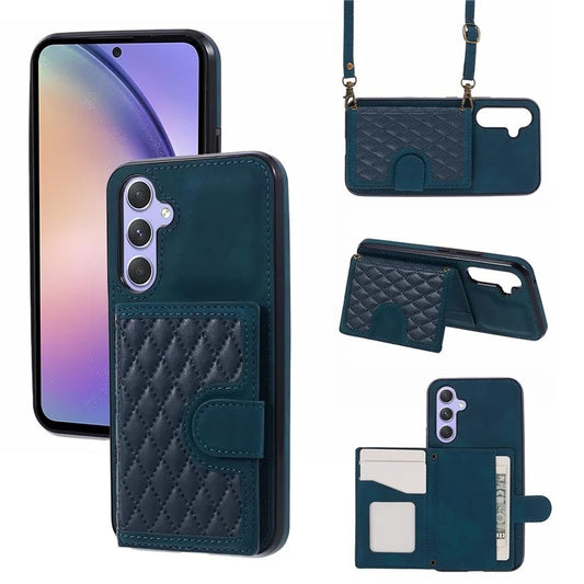 For Samsung Galaxy A25 5G (Global) (161.0 x 76.5 x 8.3mm) Cell Phone Case PU Leather+TPU Card Holder Back Cover with Long Strap