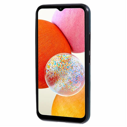 For Samsung Galaxy A14 5G / 4G Case Rhombus Grid Design Card Holder Shockproof Cover with Long Strap